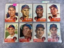 1953 Topps Cleveland Indians set w/ Feller, Wynn, Rosen: 14 cards total