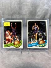 Julius Erving & Pete Maravich Topps 1979-1980 cards