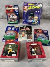 Joe Montana & Michigan Keepsake Ornaments w/ Diecast Cars & Misc.