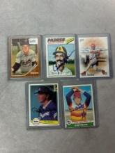 (5) Signed Baseball Cards - Hal Naragon, Rollie Fingers, Niekro Brothers & Others - NO COA