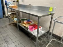 8ft Stainless Steel Table W/ Backsplash