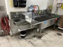 Stainless Steel Three Compartment Sink W/ Attached Sink And Hose