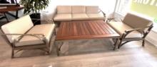 "Auburn",, a 4 Piece Outdoor Patio Furniture Set with a 3 Seater Sofa, (2) Aide Chairs and an 80" Te