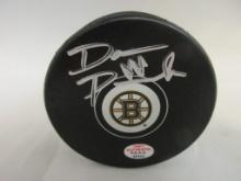 David Pastrnak of the Boston Bruins signed autographed hockey puck PAAS COA 453