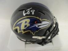 Lamar Jackson of the Baltimore Ravens signed autographed mini football helmet PAAS COA 281