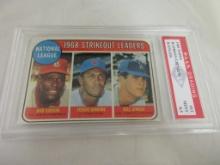 Bob Gibson Fergie Jenkins Bill Singer 1969 Topps #12 graded PAAS graded Mint 8.5