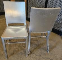 Brushed Silver Aluminum Dining Chairs