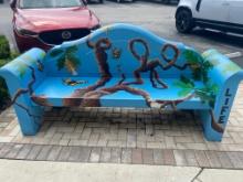 7' hand painted smooth finished masonry Bench with 72" x 19" sitting area. The Bench was hand painte