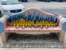 7' hand painted smooth finished masonry Bench with 72" x 19" sitting area. The Bench was hand painte