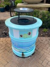 36" H x 36" R smooth finished hand painted masonry garbage Cannister with metal top and stainless-st