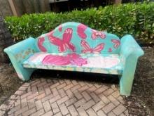 7' hand painted smooth finished masonry Bench with 72" x 19" sitting area. The Bench was hand painte