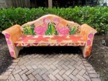 7' hand painted smooth finished masonry Bench with 72" x 19" sitting area. The Bench was hand painte