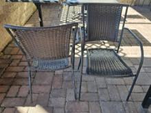 Weaved Outdoor Metal Arm Chairs