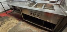 116" Three Hole Steam Table with Faucet, Side Table, Heat Lamp and Under Storage