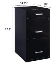 3-Drawer Vertical Metal File Cabinet - Black