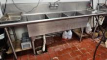 8' Three Compartment S/S Sink