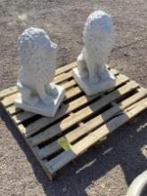 (2) CONCRETE LION STATUES