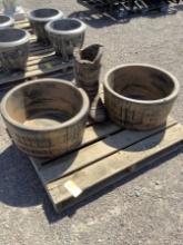 (2) CONCRETE PLANTERS AND (1) BOOT