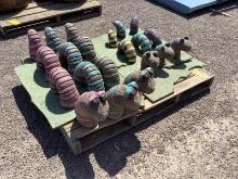 (6) CONCRETE YARD WORM DECORATIONS