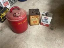 ACME MOTOR OIL CAN, STANDARD STOCK SPRAY CAN, KEROSENE CAN