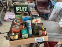 FLAT OF OIL CANS, TIRE REPAIR KIT