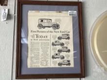 28”......X30 FRAMED PRINT FIRST PICTURES OF THE NEW FORD CAR