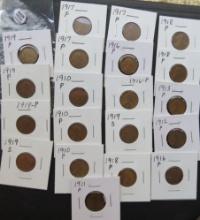 (20) 1910's Lincoln Wheat Cents