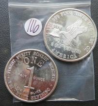 (2) One Ounce Silver Round- Tri-State Refining