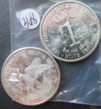 (2) One Ounce Silver Round- Tri-State Refining