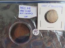 1864- 2 cent & 1883- V Nickel (No Cents)