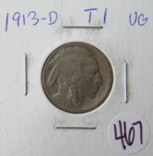 1913-D T1 Buffalo Nickel