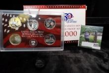 2000 S U.S. Silver Proof Quarter Set in a Proof Set box.