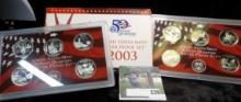 2003 S & 2004 S U.S. Silver Proof Quarter Sets in a 2003 Proof Set box. ($2.50 face in 90% Silver).