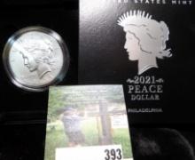 2021 P U.S. Silver Peace Dollar in original U.S. Mint issued box.