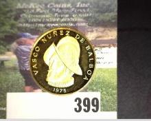 1975 Republic of Panama Gold 100 Balboas Proof Issue. Mtg. 75,000. .2361 ozs. Gold.