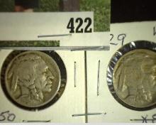 1928 D VG & 29 P VF Buffalo Nickels.