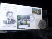 Turks & Caicos 20th Anniversary John F. Kennedy Official First Day Stamped Cover & 1963-1983 Twentie