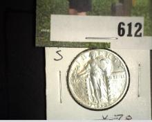 1930 S U.S. Standing Liberty Silver Quarter. VF+.