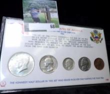 The United States of America Last of the Silver Coinage Cent to 90% Silver Kennedy Half Dollar. (.85