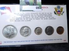 The United States of America Last of the Silver Coinage Cent to 90% Silver Kennedy Half Dollar. (.85