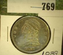 1837 Capped Bust Half Dollar, VF. Reeded edge rarity.