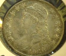 1826 Capped Bust Half Dollar, VF+.