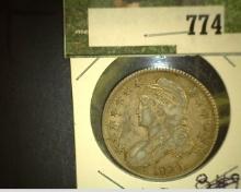 1829 Capped Bust Half Dollar, VF.