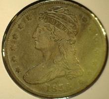 1838 Reeded Edge Capped Bust Half Dollar, VF.