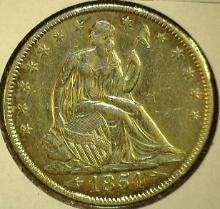 1854 Arrows at date U.S. Seated Liberty Half Dollar, AU.