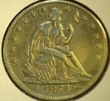 1854 Arrows at date U.S. Seated Liberty Half Dollar, EF++.