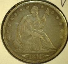 1874 P U.S. Seated Liberty Half Dollar, VG.