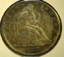 1876 P U.S. Seated Liberty Half Dollar, Colorfully Toned AU.