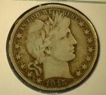 1915 P Barber Half Dollar, Fine.