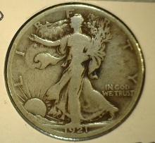 1921 S Walking Liberty Half Dollar, VG.